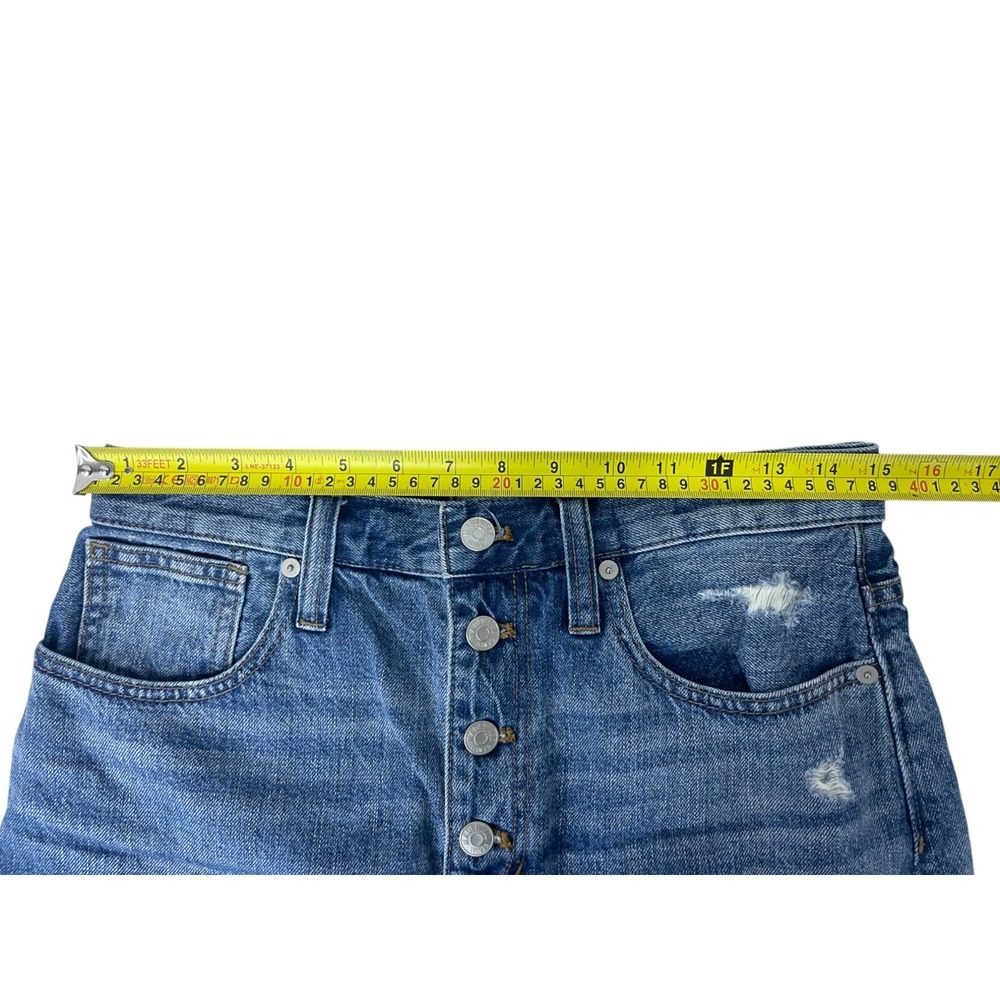 Madewell Button Skirt Size M Blue Rigid Denim A-Line Mini Cut Off Frayed Cotton - Picture 12 of 15